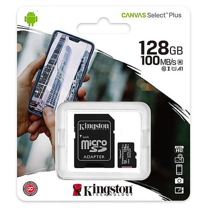 Memory Card microSDXC Kingston Canvas Select Plus Android A1, 128Gb, ​​Class 10 / UHS-1 U1, with Adapter SDCS2/128GB