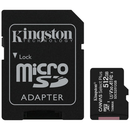 Memory Card microSDXC Kingston Canvas Select Plus, 512Gb, Class 10 / UHS-1 U3, With Adapter SDCS2/512GB 