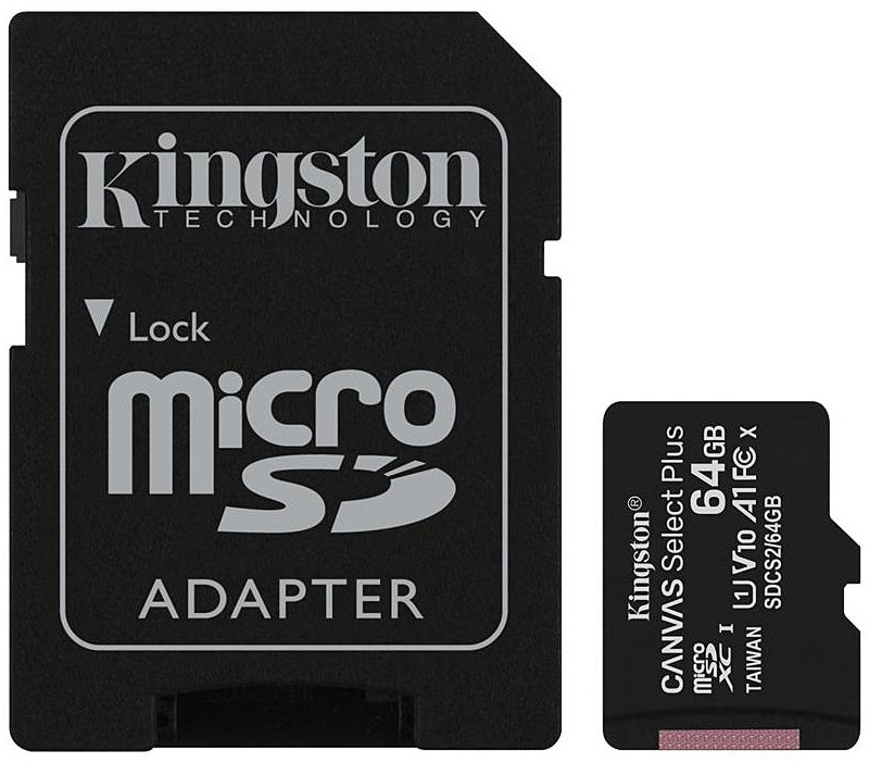 Memory Card microSDXC Kingston Canvas Select Plus Android A1, 64Gb, Class 10 / UHS-1 U1, with Adapter SDCS2/64GB