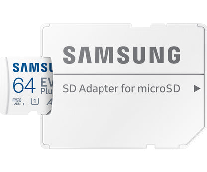 Samsung Evo Plus microSDXC Memory Card, 64Gb, Class 10 / UHS-1 U1, With Adapter MB-MC64KA/EU