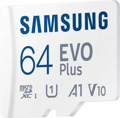 Samsung Evo Plus microSDXC Memory Card, 64Gb, Class 10 / UHS-1 U1, With Adapter MB-MC64KA/EU