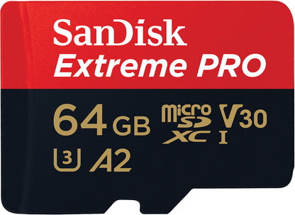 SanDisk Extreme Pro microSDXC Memory Card, 64Gb, Class 10 / UHS-1 U3, With Adapter SDSQXCU-064G-GN6MA