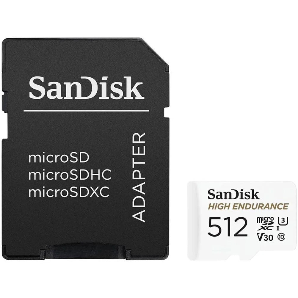 SanDisk High Endurance microSDXC Memory Card, 512Gb, Class 10 / UHS-1 U3, With Adapter SDSQQNR-512G-GN6IA