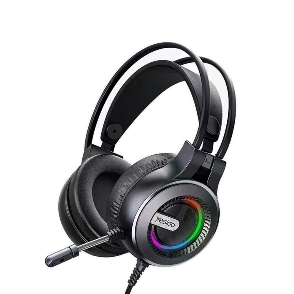 Gaming Headphones 3.5mm Yesido EK02, RGB, 2.2m, Black