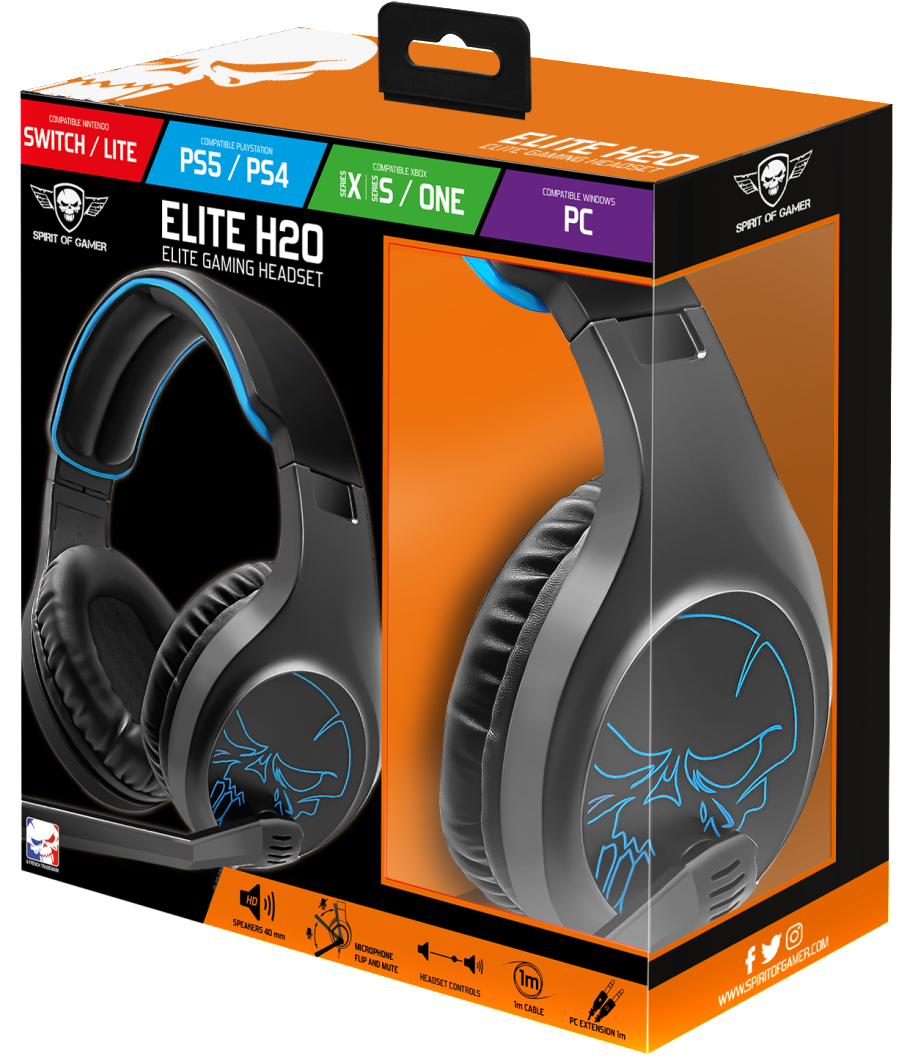 Headphones 3.5mm Spirit of Gamer ELITE-H20, Black MIC-EH20