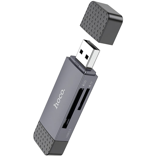 HOCO HB45 USB / USB-C Card Reader, SD - microSD, USB 2.0, Gray