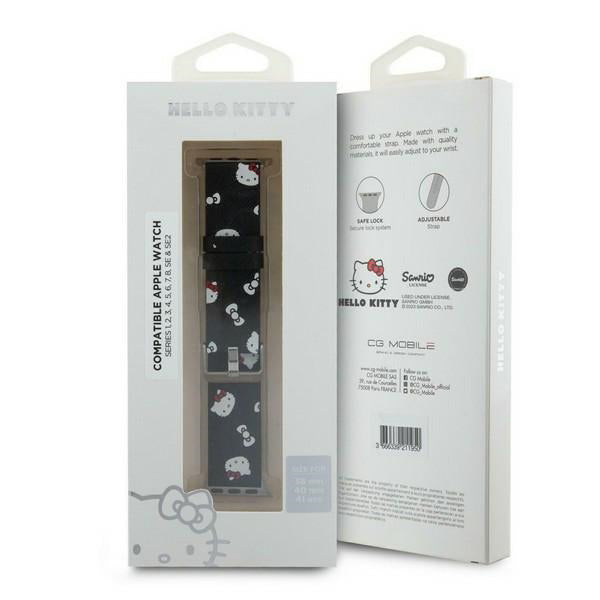 Hello Kitty Leather Kitty & Bows Strap for Apple Watch 42mm / 41mm / 40mm / 38mm Series, Black