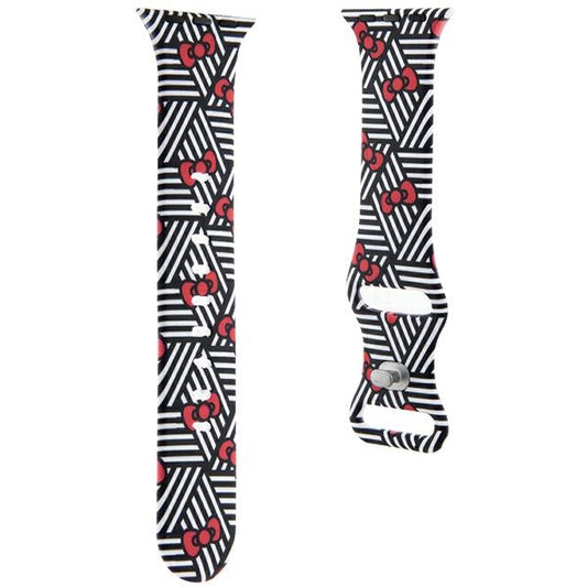 Hello Kitty Silicone Bows & Stripes Strap for Apple Watch 42mm / 41mm / 40mm / 38mm Series, Black