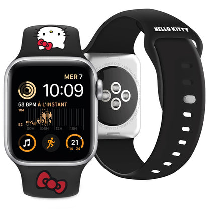 Hello Kitty Silicone Kitty Head Strap for Apple Watch 49mm / 46mm / 45mm / 44mm / 42mm Series, Black