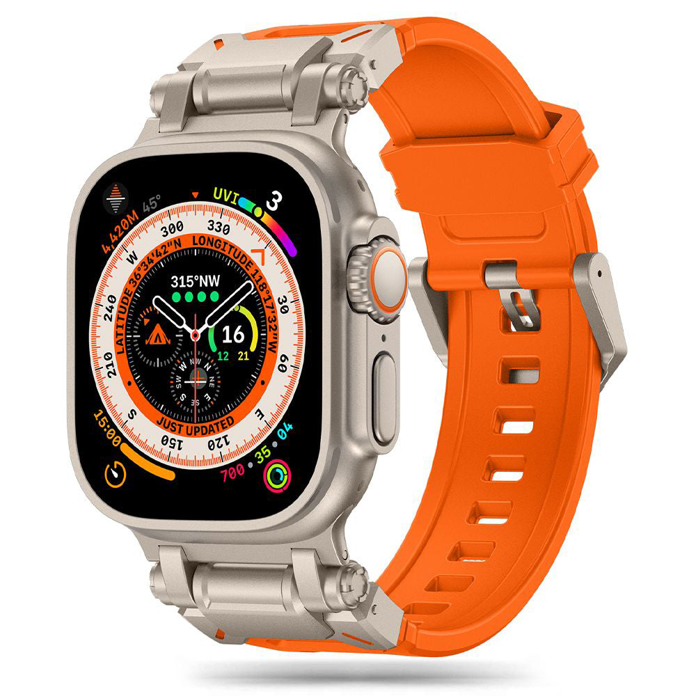 Techsuit W064 Strap for Apple Watch 49mm / 46mm / 45mm / 44mm / 42mm Series, Silver Orange