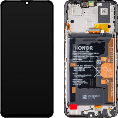 Honor X7a Touchscreen Display, with Frame and Battery, Midnight Black, Service Pack 0235AENA 