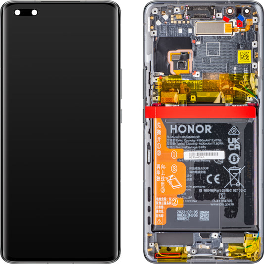 Honor Magic4 Pro Touchscreen Display, with Frame and Battery, Black, Service Pack 0235AGXA