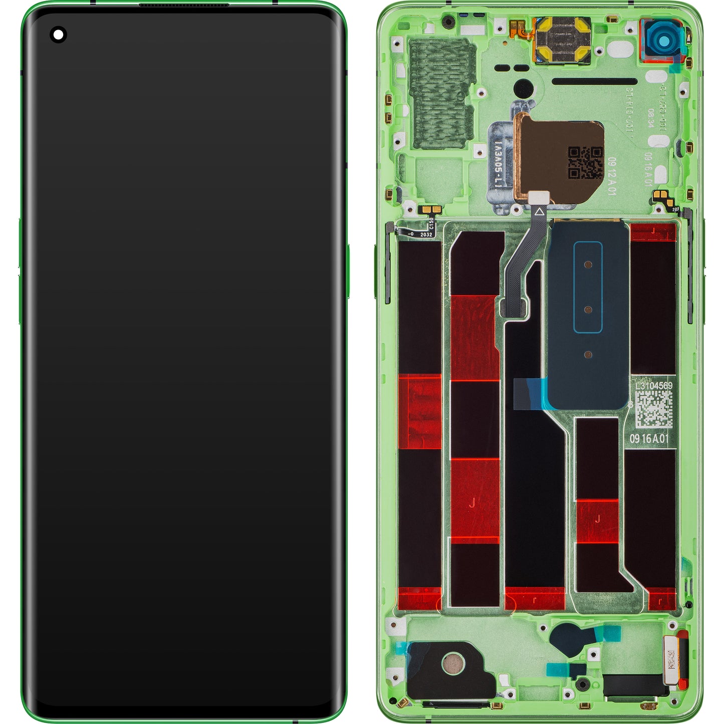 Display with Touchscreen Oppo Reno4 Pro 5G, with Frame, Green, Service Pack 4905501