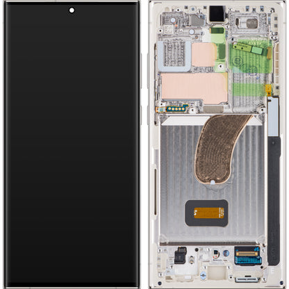 Display with Touchscreen Samsung Galaxy S23 Ultra S918, with Frame, White (Cream), Service Pack GH82-30466B