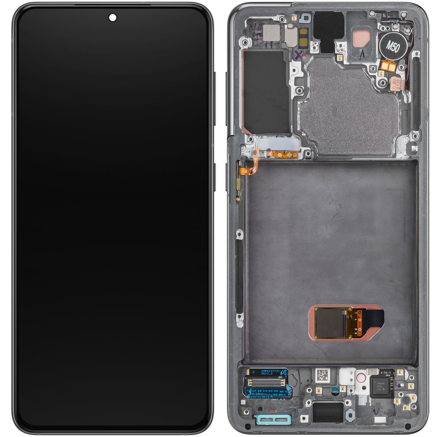 Display with Touchscreen Samsung Galaxy S21 5G G991, with Frame, Grey, Service Pack GH82-27256A