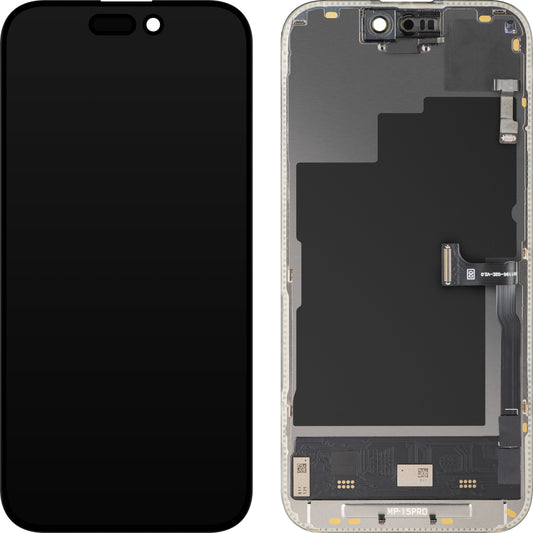 Touchscreen Display with Light Proximity Sensor MP compatible with Apple iPhone 15 Pro, with Frame, OLED FHD 120Hz Diagnostic Soft Version, Black