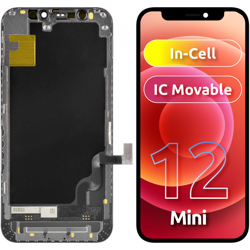 ZY Touchscreen Display for Apple iPhone 12 mini, with Frame, Movable In-Cell IC LCD Version, Black