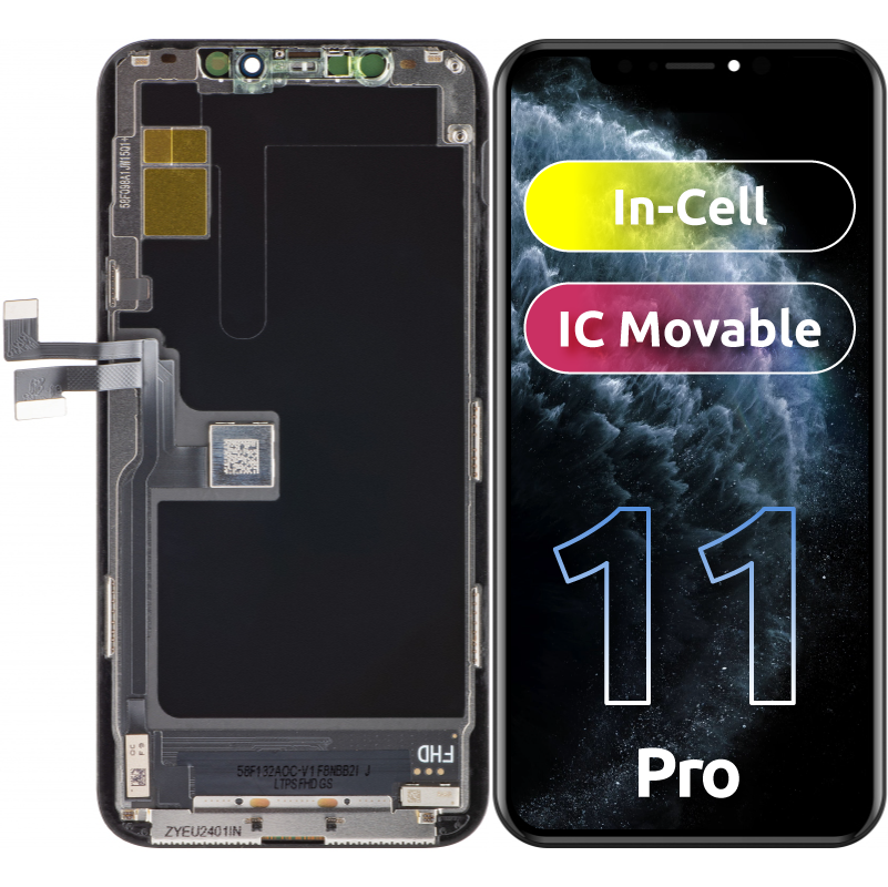 ZY Touchscreen Display for Apple iPhone 11 Pro, with Frame, In-Cell IC Movable LCD Version, Black 
