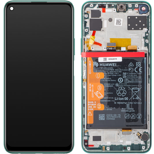 Huawei P40 lite 5G Touchscreen Display, with Frame and Battery, Crush Green, Service Pack 02353SUP