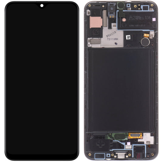 Display with Touchscreen Samsung Galaxy A30s A307, with Frame, Black, Service Pack GH82-21190A