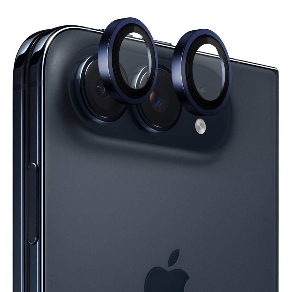 Blueo Metal Frame Rear Camera Protector for Apple iPhone Duo, Tempered Glass, Blue