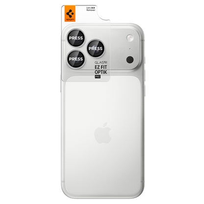 Spigen GlastR EZ FIT Optik Pro Rear Camera Protective Film for Apple iPhone 18 Pro / 18 Pro Max, Tempered Glass, Set of 2 pieces, Silver