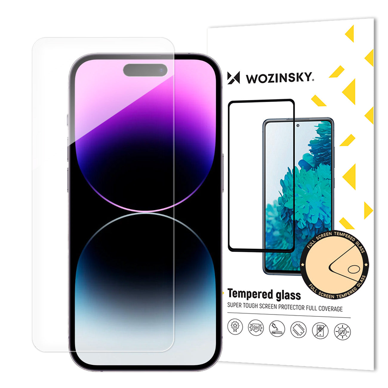 WZK Screen Protector for Apple iPhone 15 Pro, Tempered Glass, Full Glue