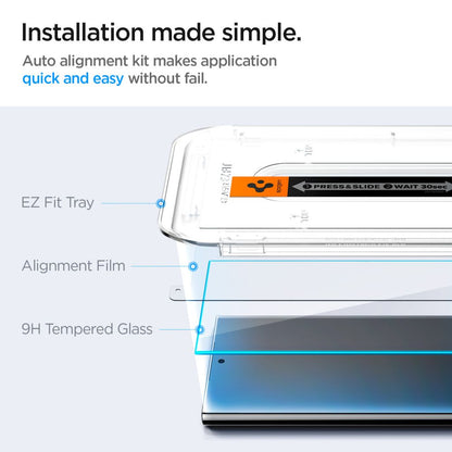 Spigen EZ FIT Screen Protector for Samsung Galaxy S24 Ultra S928, Tempered Glass, Full Glue, Set of 2 pieces