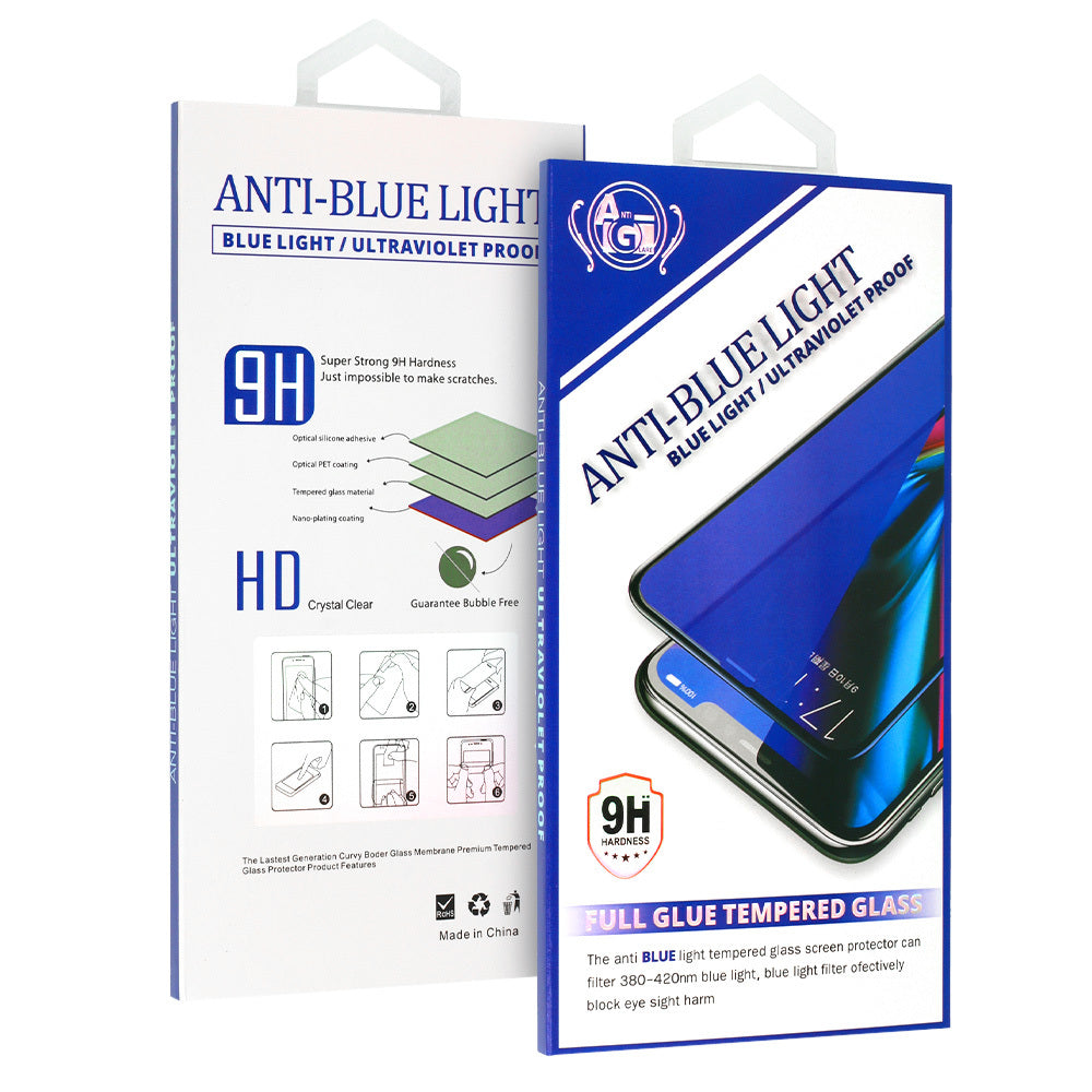 OEM Anti Blue Light Screen Protector for Apple iPhone 15 Plus / 15 Pro Max, Tempered Glass, Full Glue, Black