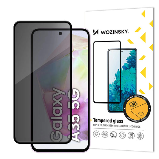 Privacy Screen Protector WZK AntiSpy for Samsung Galaxy A35 5G A356, Tempered Glass, Full Glue