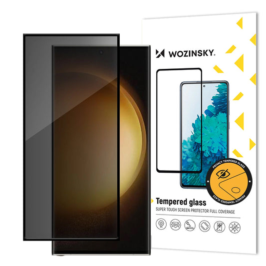 WZK AntiSpy Privacy Screen Protector for Samsung Galaxy S24 Ultra S928, Tempered Glass, Full Glue