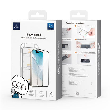 WiWu Wi-SQ008 Screen Protector for Apple iPhone 16, Tempered Glass, Full Glue, Black