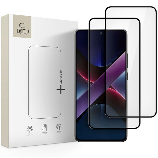 Tech-Protect FIT+ Screen Protector for Xiaomi Poco X7 Pro, Tempered Glass, Full Glue, Set of 2 pieces, 2.5D