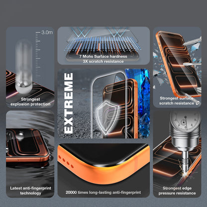 Tel Protect 10X HD DLC Diamond Coating Screen Protector for Apple iPhone 17e / 16e / 14 / 13 Pro / 13, Tempered Glass, Full Glue, Black