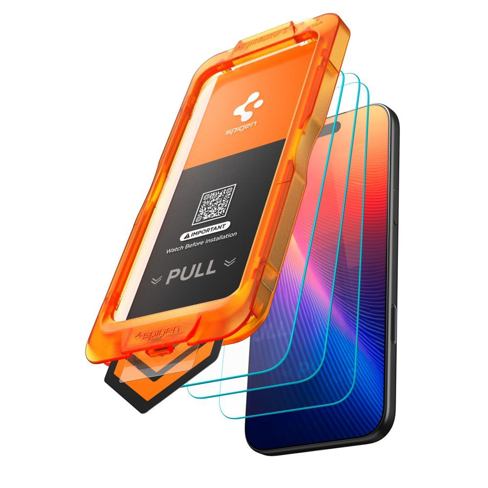 Spigen GlastR Align Master Slim Screen Protector for Apple iPhone 17 Pro Max, Tempered Glass, Full Glue, Set of 3 Pieces