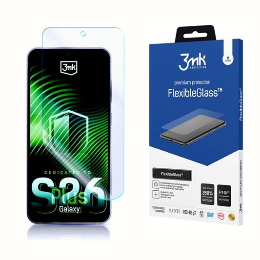 3MK FlexibleGlass Screen Protector for Samsung Galaxy S26 Plus, Flexible Glass, Full Glue, Transparent