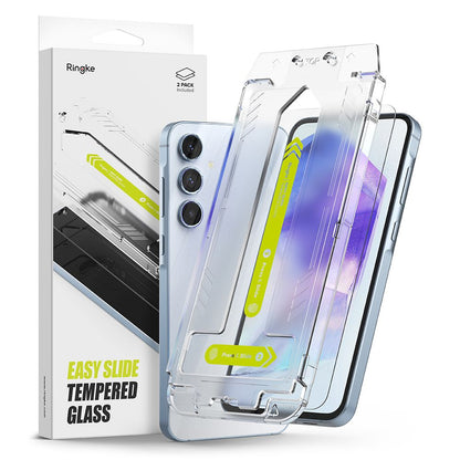 Ringke Easy Slide Screen Protector for Samsung Galaxy A55 5G A556, Tempered Glass, Full Glue, Set of 2 pieces