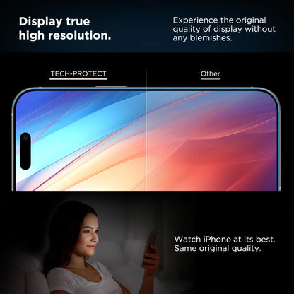 Tech-Protect Quick Set+ Screen Protector for Apple iPhone 16 / 15, Tempered Glass, Full Glue, Set of 2 Pieces, Black