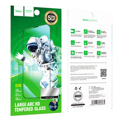 HOCO G16 Screen Protector for Apple iPhone 14 Pro, Tempered Glass, Full Glue, 5D, Black