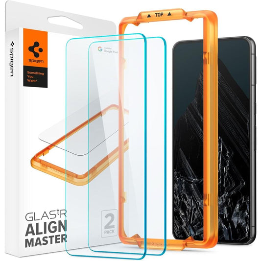 Spigen Alm GlastR Screen Protector for Google Pixel 8 Pro, Tempered Glass, Full Glue, Set of 2 pieces, Black