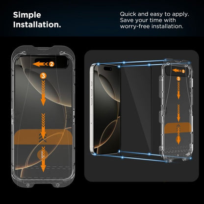 Tech-Protect Quick Set+ Screen Protector for Apple iPhone 17e / 16e / 14 / 13 Pro, Tempered Glass, Full Glue, 2-Piece Set, Black