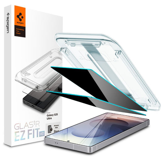 Spigen GlastR EZ FIT HD Privacy Screen Protector for Samsung Galaxy S25 Ultra S938, Tempered Glass, Full Glue, Set of 2 pieces AGL09335