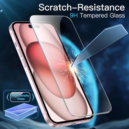 Anank Screen Protector for Apple iPhone 15 Pro, Tempered Glass, Full Glue, 3D, Set of 10 pieces