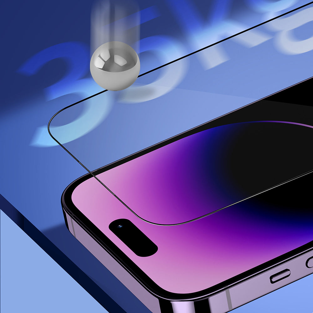 Blueo Sapphire Applicator Pro Screen Protector for Apple iPhone 15 Pro, Tempered Glass, Full Glue, Black