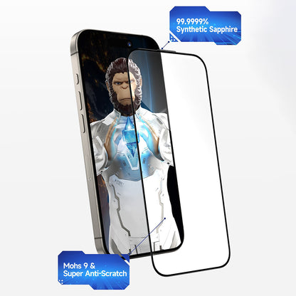 Blueo Sapphire Applicator Pro Screen Protector Film for Apple iPhone 16 Pro Max, Tempered Glass, Full Glue, Black