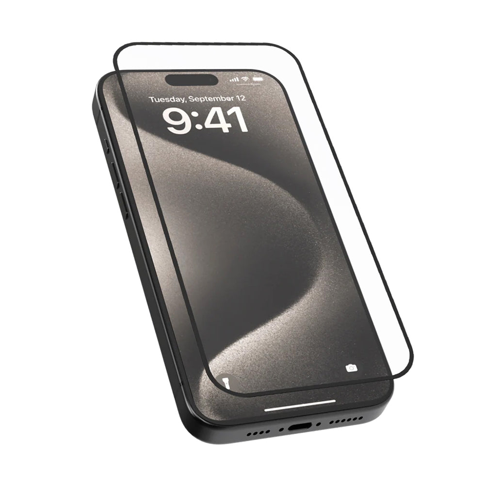 Blueo Silk HD Screen Protector Film for Apple iPhone 15 Pro, Tempered Glass, Full Glue, Set of 5 pieces, 2.5D, Black