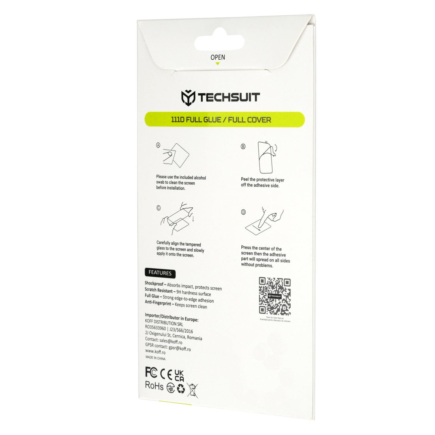 Techsuit Exterior Screen Protector Film for Samsung Galaxy Z Fold8 Ultra F971, Tempered Glass, Full Glue, 111D, Black