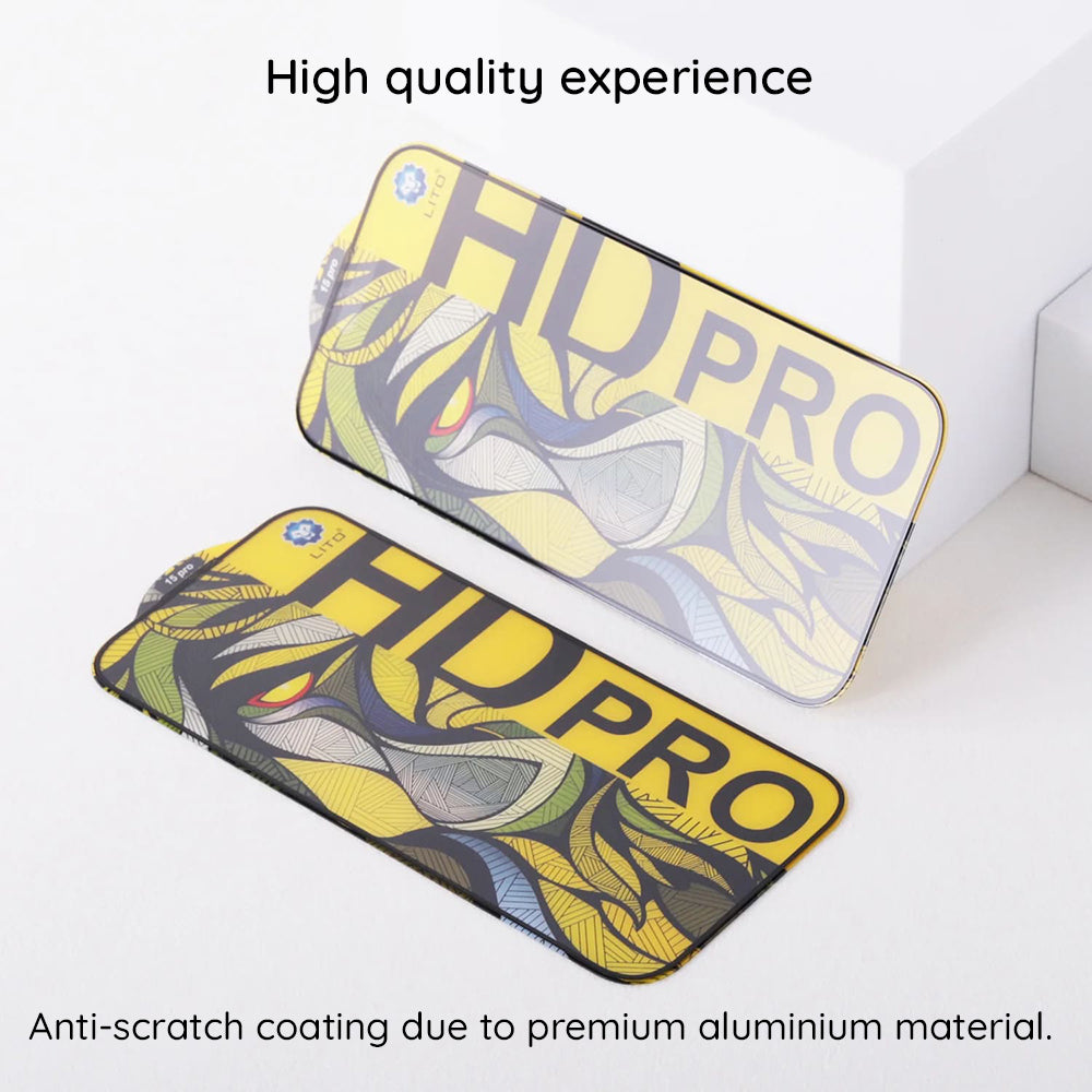 Matte Screen Protector Lito HD Pro for Apple iPhone 16 Pro Max, Tempered Glass, Full Glue, Black
