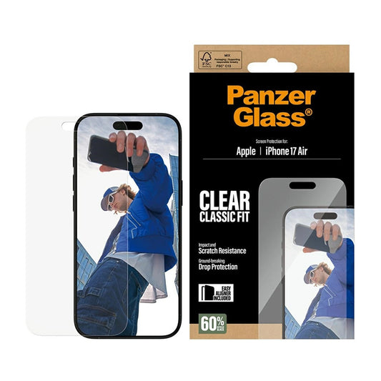 PanzerGlass Classic Fit EasyAligner Screen Protector for Apple iPhone 17 Air, Tempered Glass, Full Glue