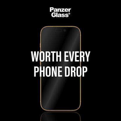 PanzerGlass Ultra-Wide Fit Stealth Fastfit Screen Protector for Apple iPhone 17 / 16 Pro, Tempered Glass, Full Glue, Black